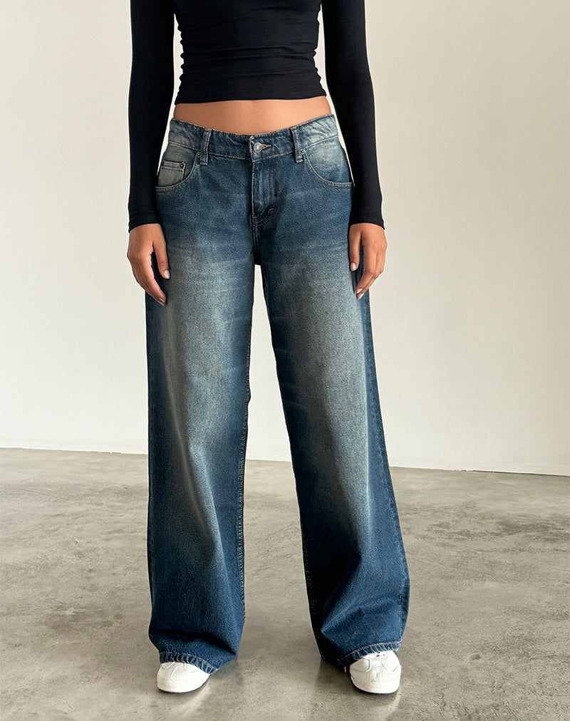 Jeans larghi extra a vita bassa in Dark Vintage