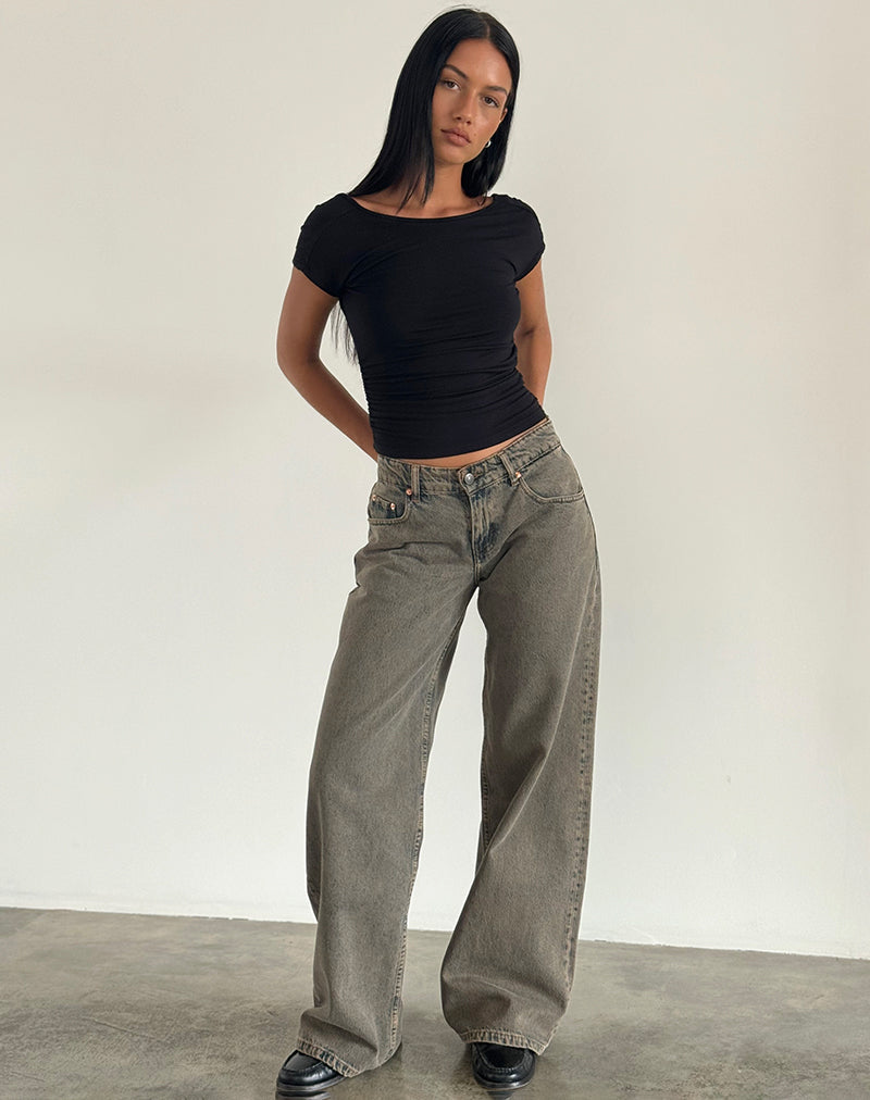 Immagine di Roomy Jeans extra larghi a vita bassa in blu terra