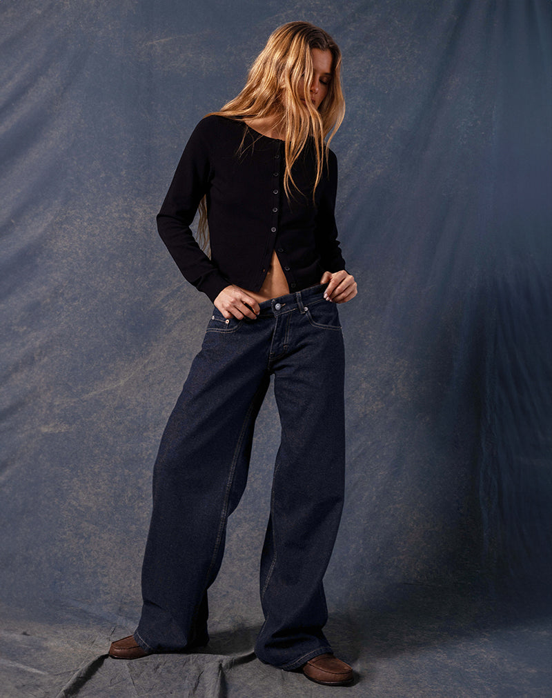 Jeans larghi extra a vita bassa in Indigo