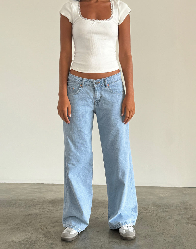 Jeans Roomy Extra Wide a vita bassa con lavaggio chiaro blu