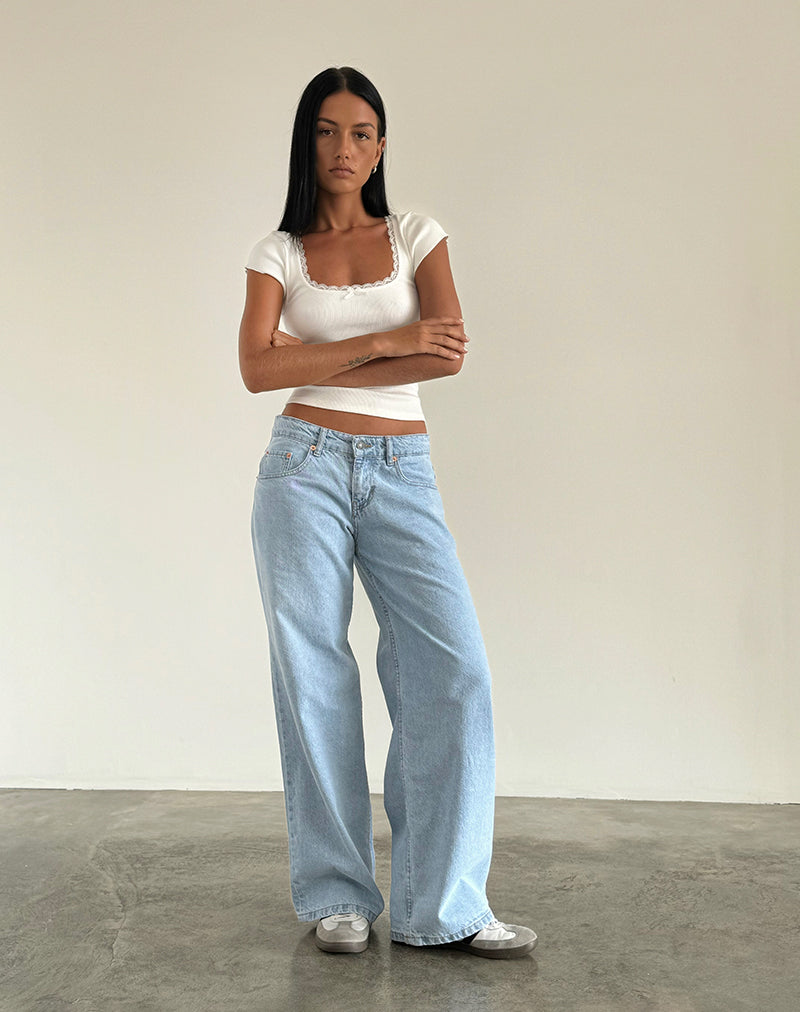 Jeans Roomy Extra Wide a vita bassa con lavaggio chiaro blu