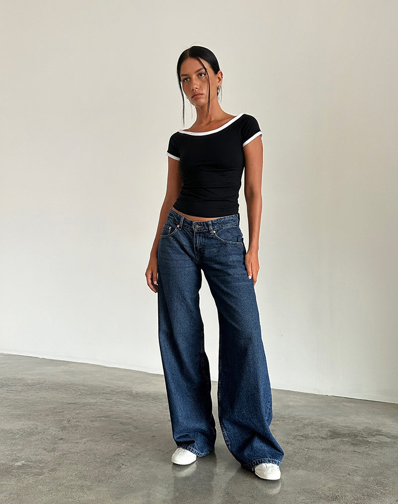 Jeans Roomy Extra Wide a vita bassa in blu indaco medio