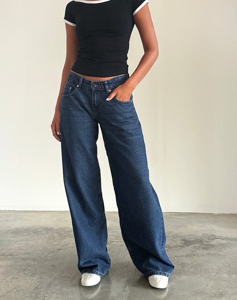 Jeans Roomy Extra Wide a vita bassa in blu indaco medio