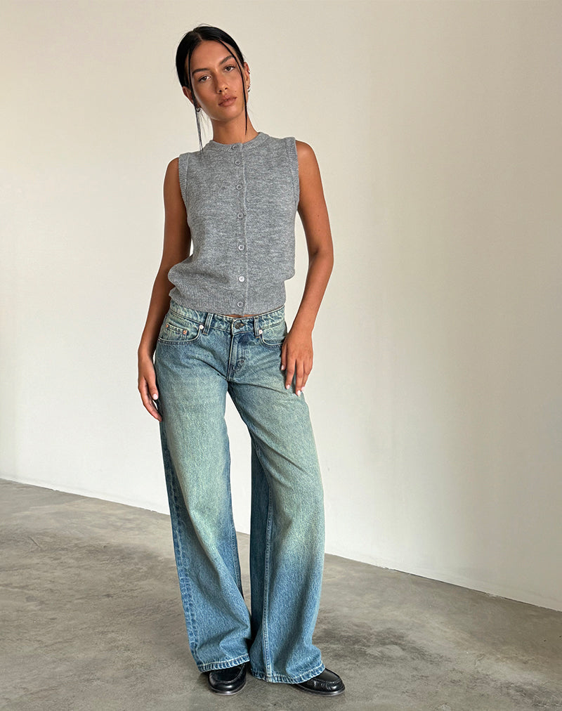 Jeans Roomy Extra Wide a vita bassa in verde mare