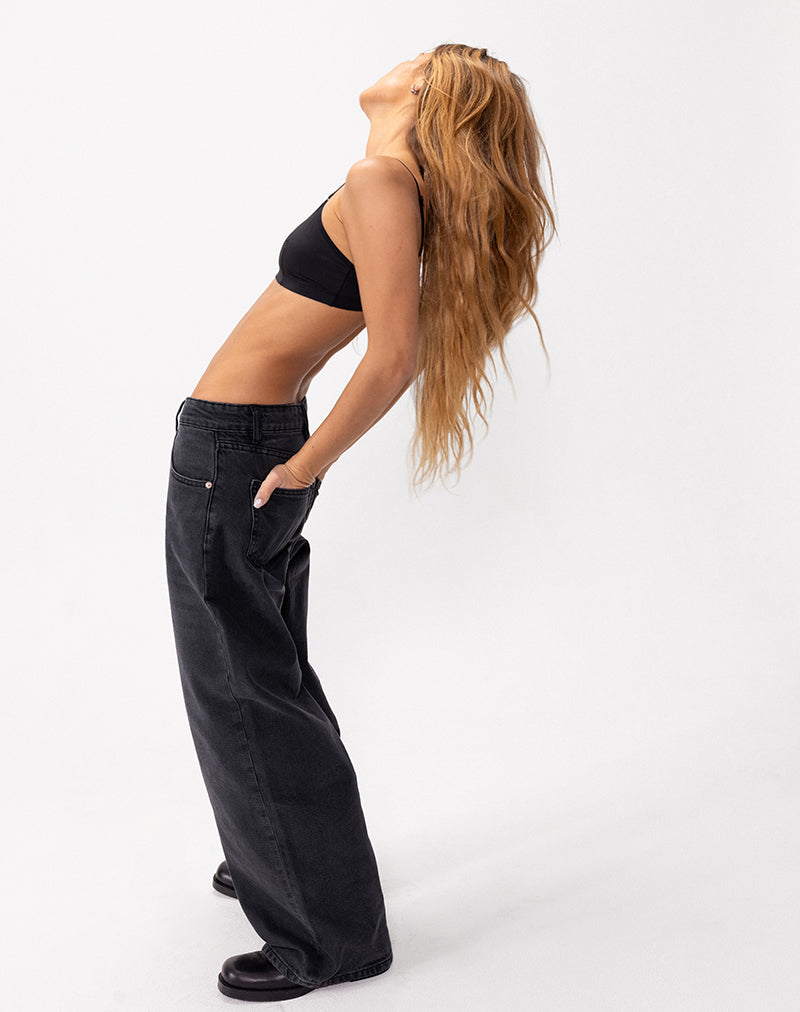 Immagine di Roomy Jeans extra larghi a vita bassa in nero lavato