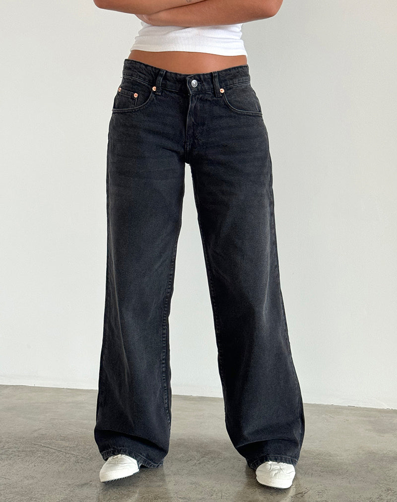 Immagine di Roomy Jeans extra larghi a vita bassa in nero lavato
