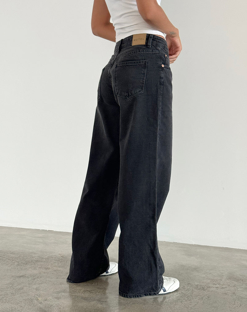 Immagine di Roomy Jeans extra larghi a vita bassa in nero lavato