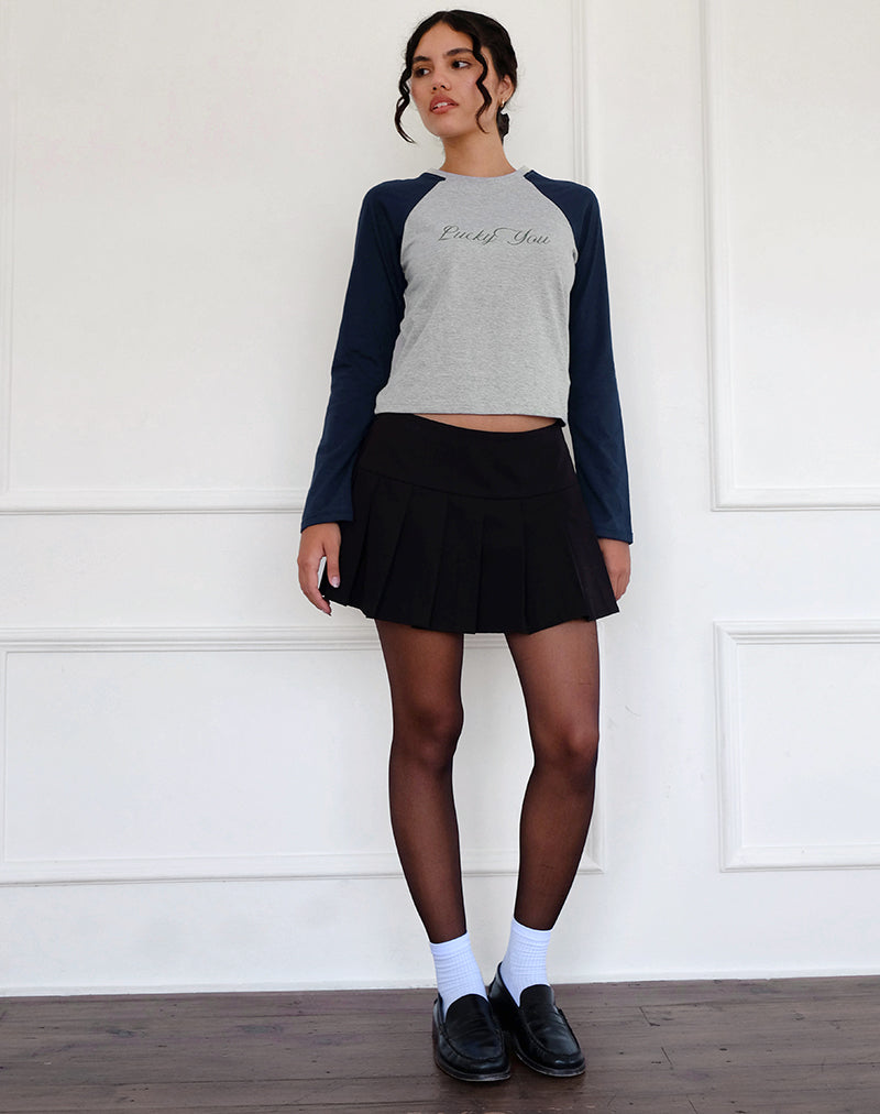 Immagine di Sabani Top in marna grigia navy con stampa Lucky You