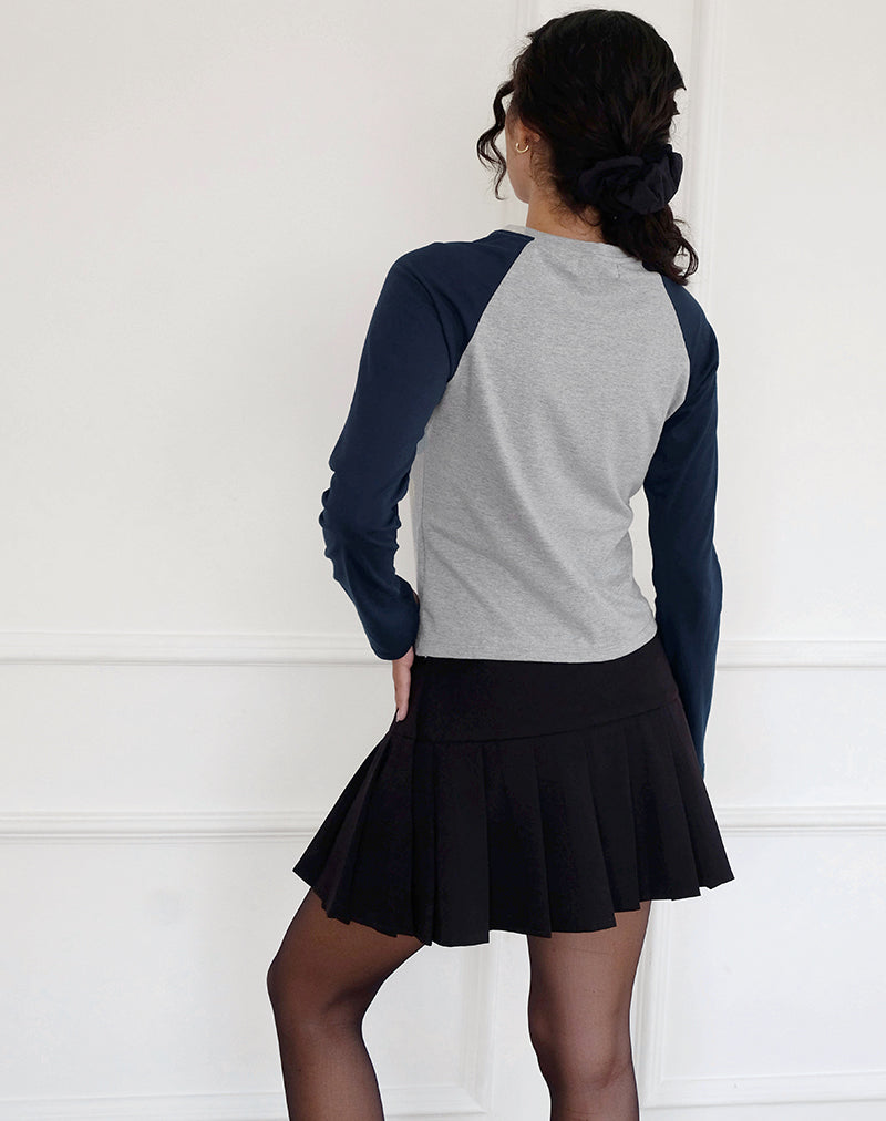 Immagine di Sabani Top in marna grigia navy con stampa Lucky You