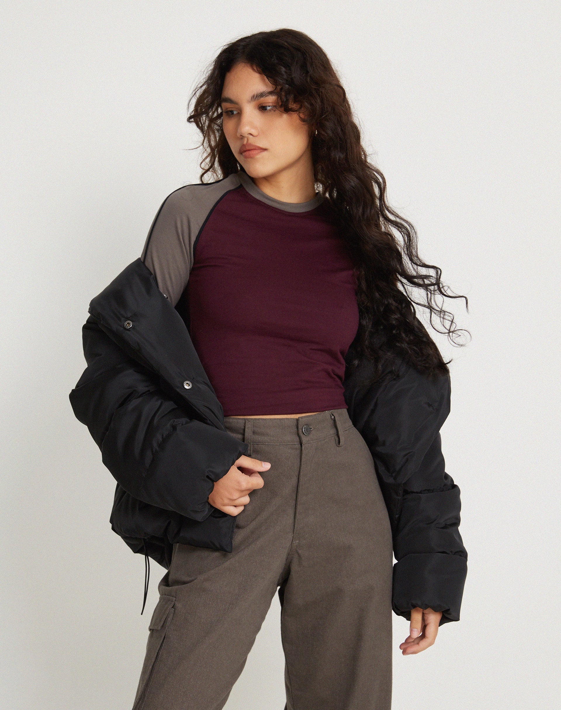 Immagine di Sachiel Top a maniche lunghe in Oxblood Cloudburst Nero