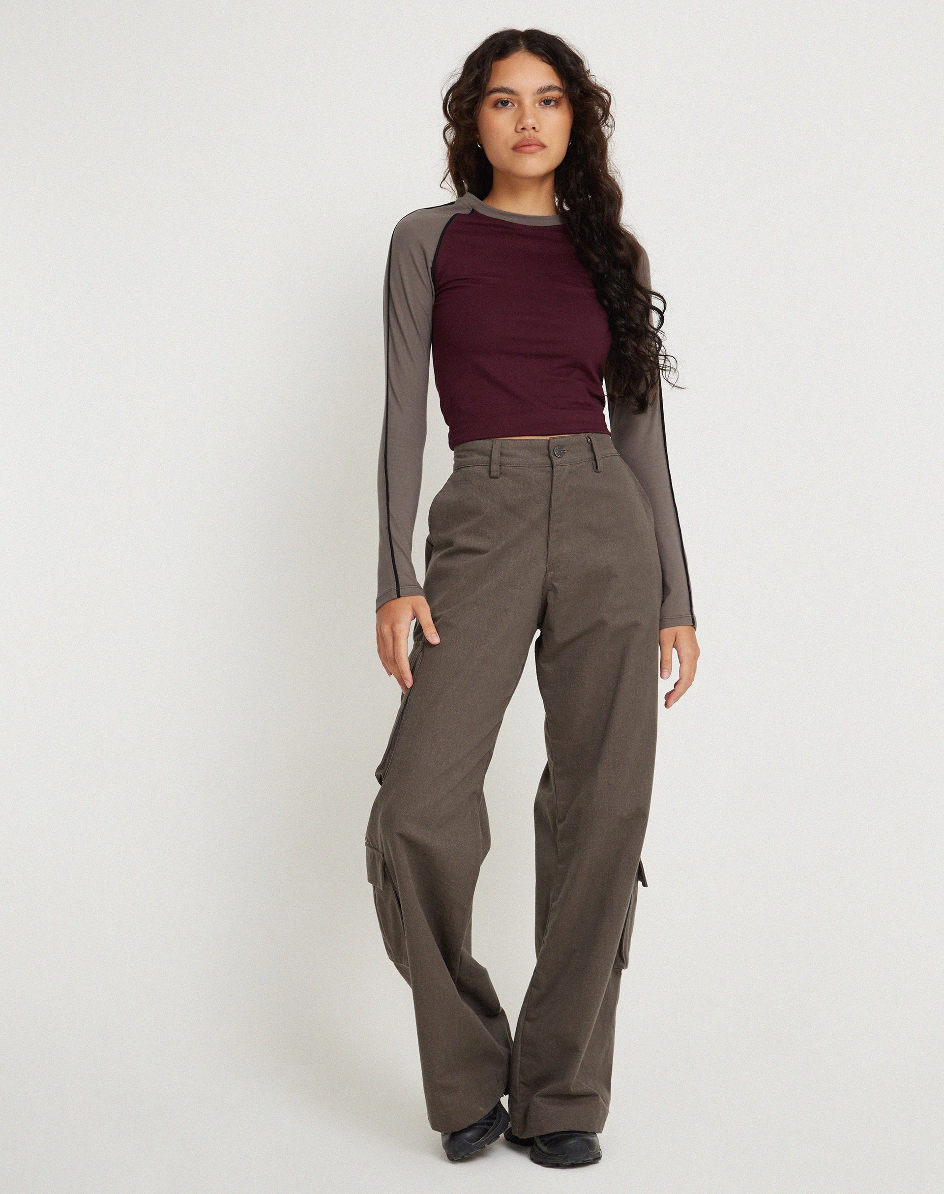 Immagine di Sachiel Top a maniche lunghe in Oxblood Cloudburst Nero