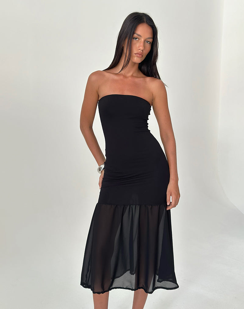 Immagine di Sachiko Maxi Abito a Fascia in Chiffon Jersey Nero