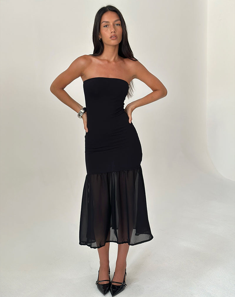 Immagine di Sachiko Maxi Abito a Fascia in Chiffon Jersey Nero