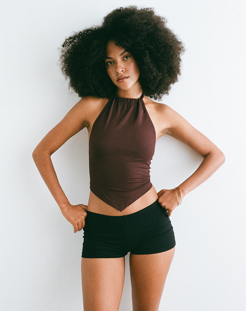Immagine di Sadra Halter Top in jersey di rayon Bitter Chocolate