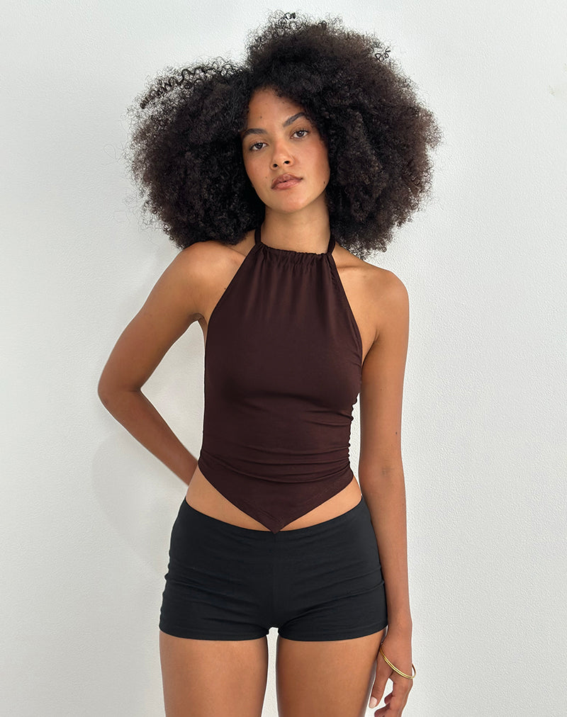 Immagine di Sadra Halter Top in jersey di rayon Bitter Chocolate
