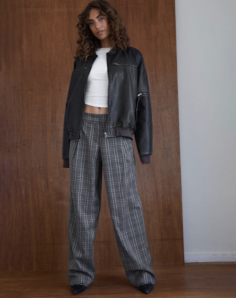 Sakaria - Pantaloni a gamba larga in grigio check