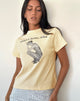Immagine di Sakha Boxy Top in Buttermilk con stampa blu Party Girl Era