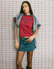 Immagine di Sakha Boxy Top in rosso adrenalinico con stampa New York blu