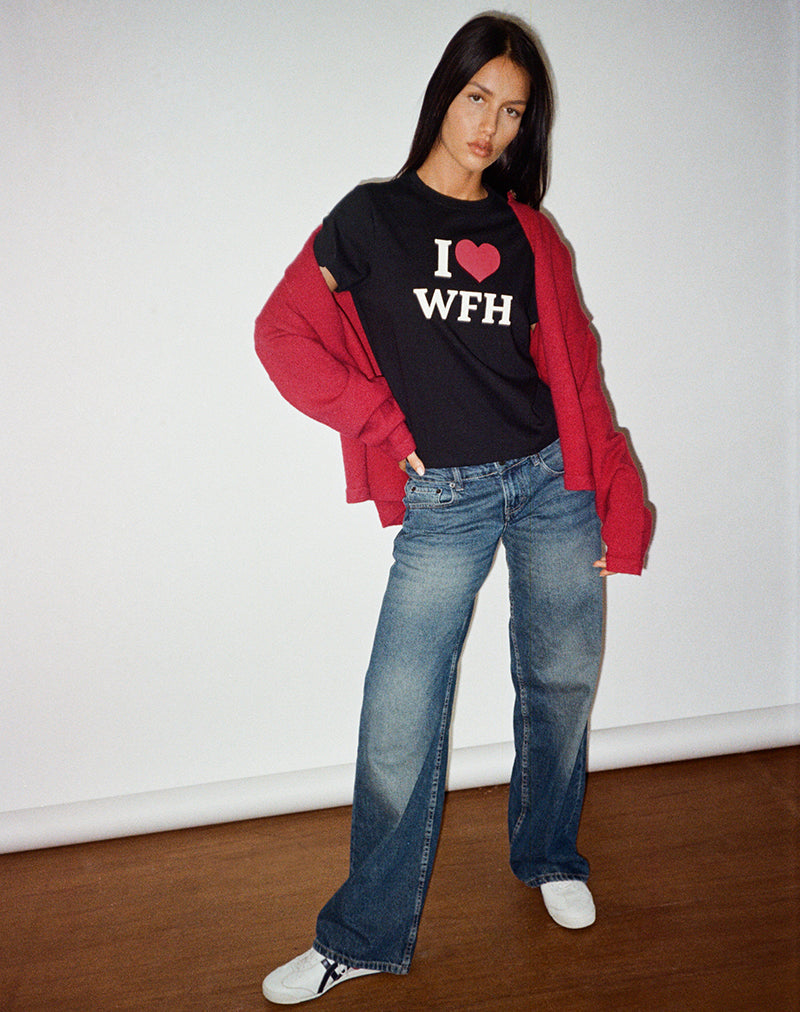 Top Sakha in nero con slogan I Love WFH