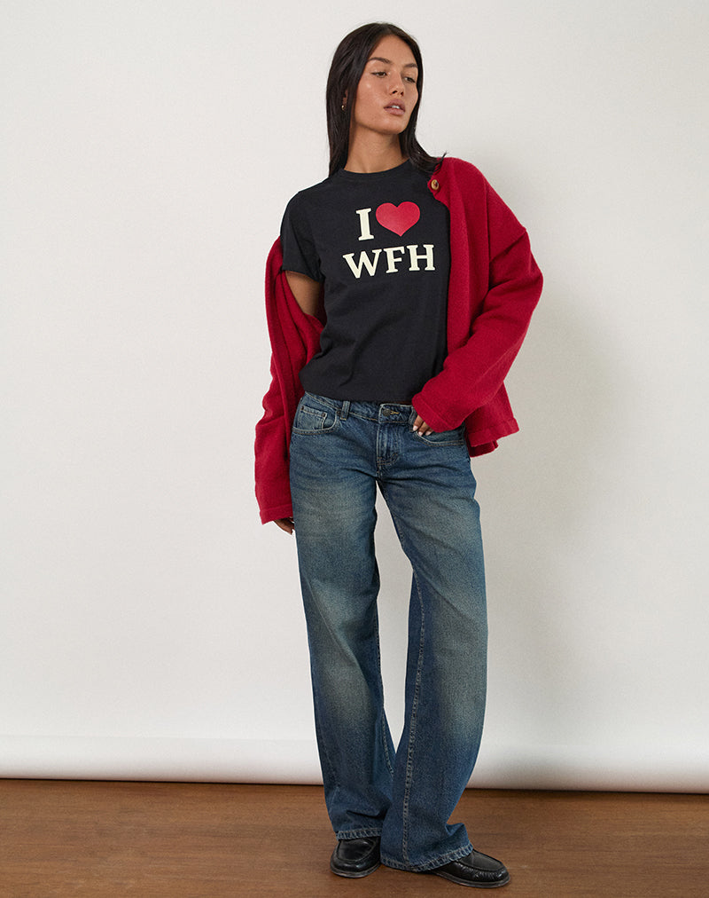 Immagine di Sakha Top nero con slogan I Love WFH