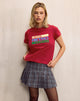 Immagine di Saki Tee in rosso adrenalinico con motivo Motel Retro Club