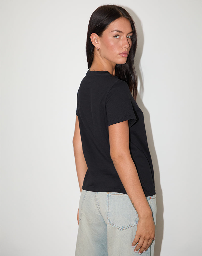 Immagine di Saki Tee in nero con stampa I Love Party