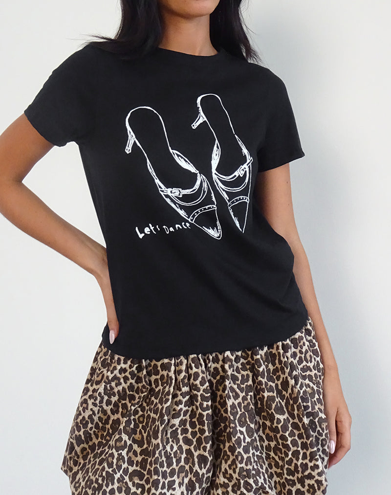 Saki Tee in nero con stampa Lets Dance