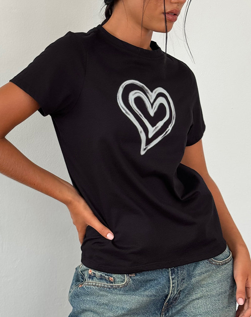 Immagine di Saki Tee in nero con tintura Love Tie Dye