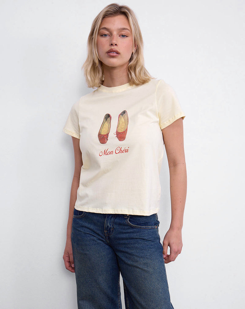 Immagine di Saki Tee in Buttermilk con stampa Mon Cheri
