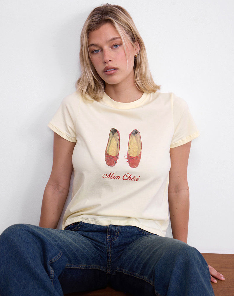 Immagine di Saki Tee in Buttermilk con stampa Mon Cheri