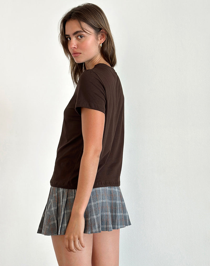Immagine di Saki Tee in marrone cioccolato con stampa Girl Intuition