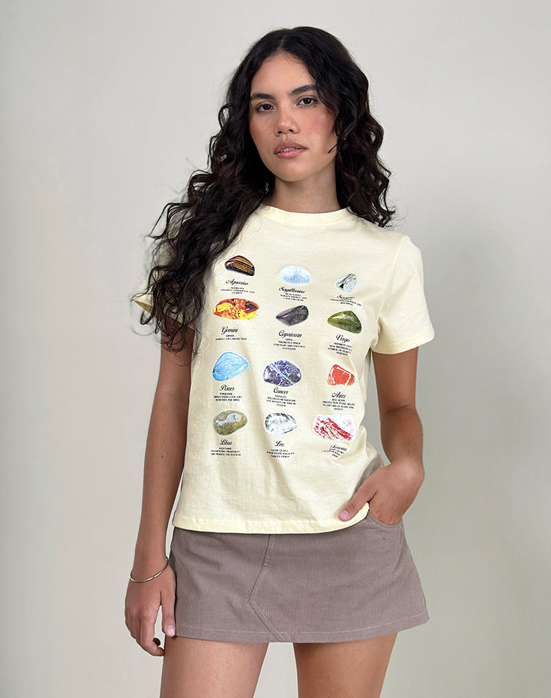 Saki Tee con stampa dell'oroscopo in pietra curativa