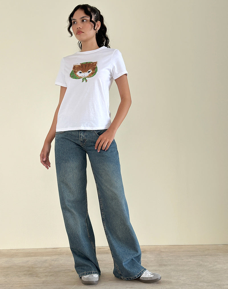 Immagine di Saki Tee bianca con stampa Kitty