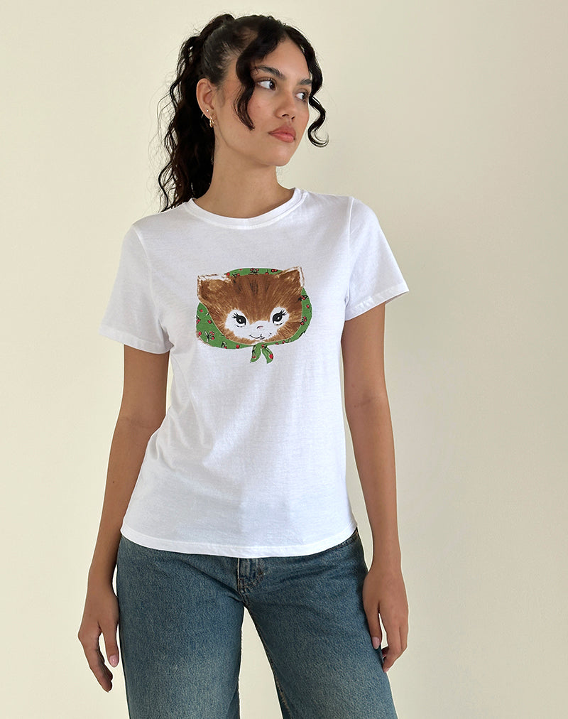 Immagine di Saki Tee bianca con stampa Kitty