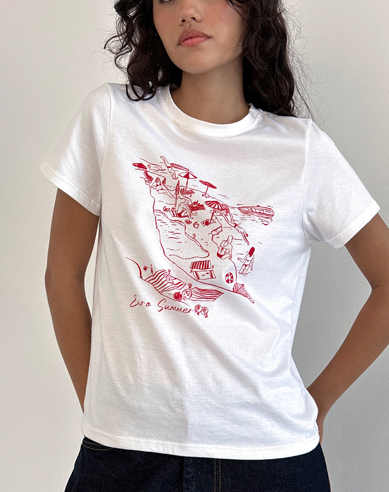 immagine di Saki Tee in bianco e rosso reale Euro Summer