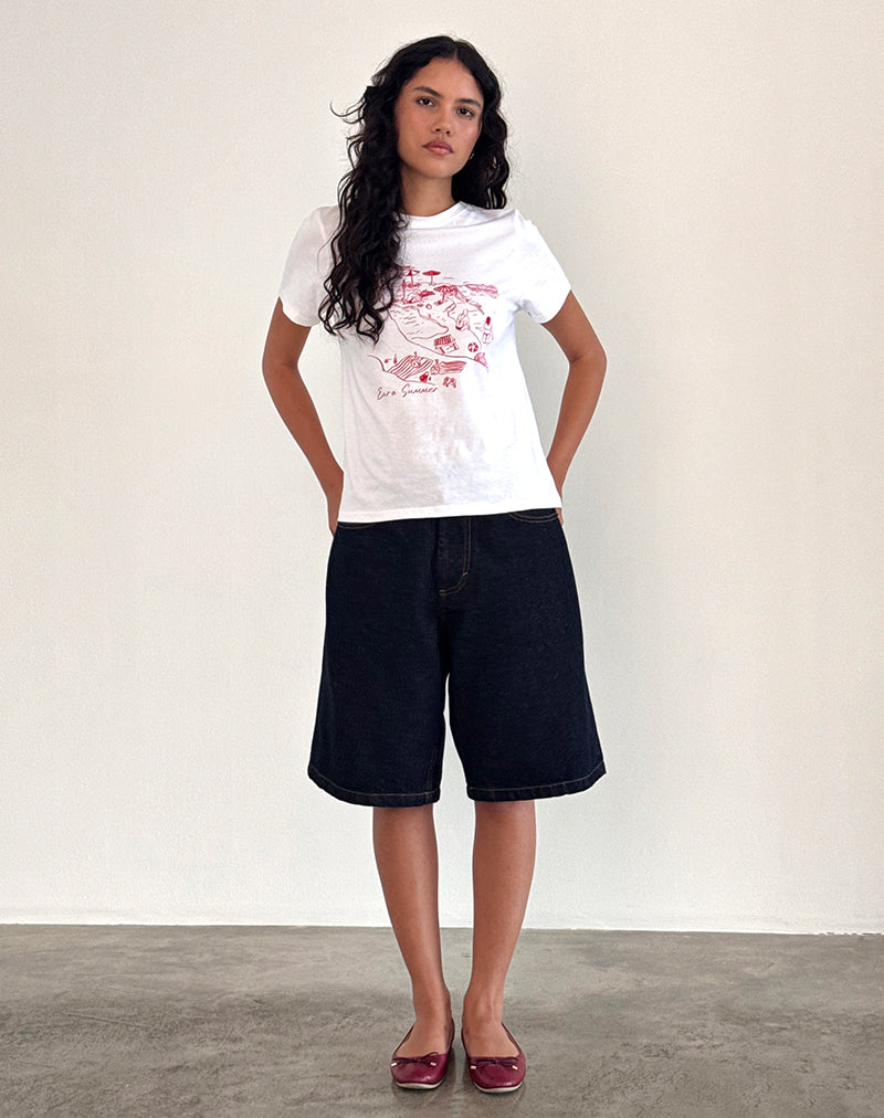 immagine di Saki Tee in bianco e rosso reale Euro Summer
