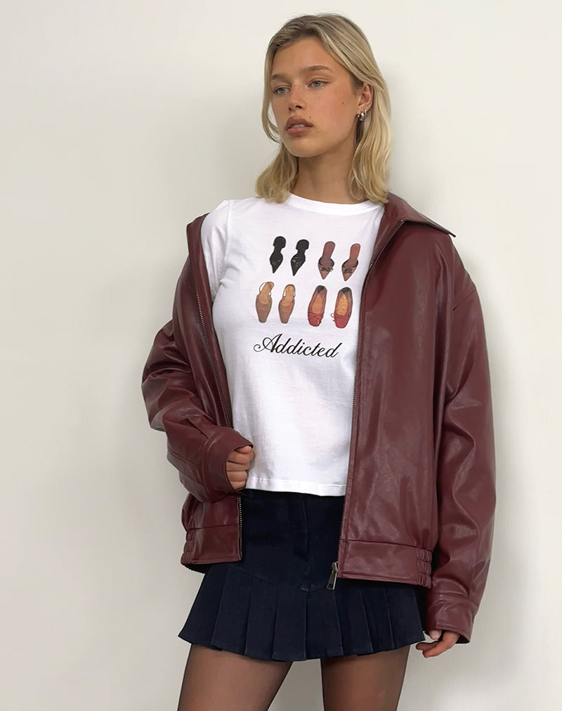 Immagine di Saki Tee in bianco con stampa di Shoe Addicted