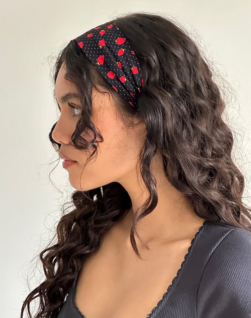 Fascia per capelli Sala in Strawberry Polka Nero