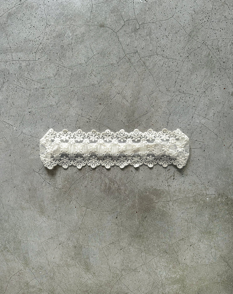 Cerchietto Sala in bianco con pizzo smerlato