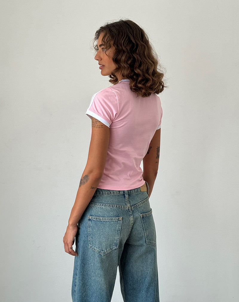 Immagine dell'immagine di Salda - Tee sportiva in rosa balletto con rilegatura bianca
