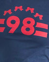 Navy con bordino rosso Adrenaline e scritta '98'.