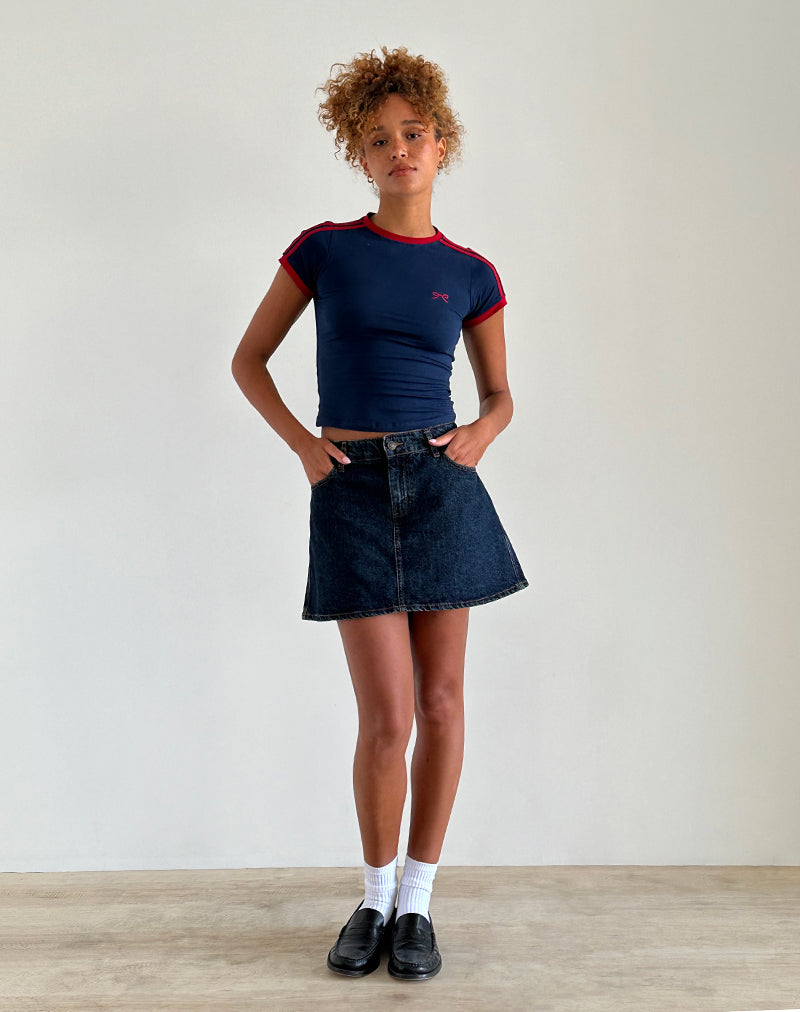 Immagine di Salda Top in Navy con logo e bordino rosso Adrenaline
