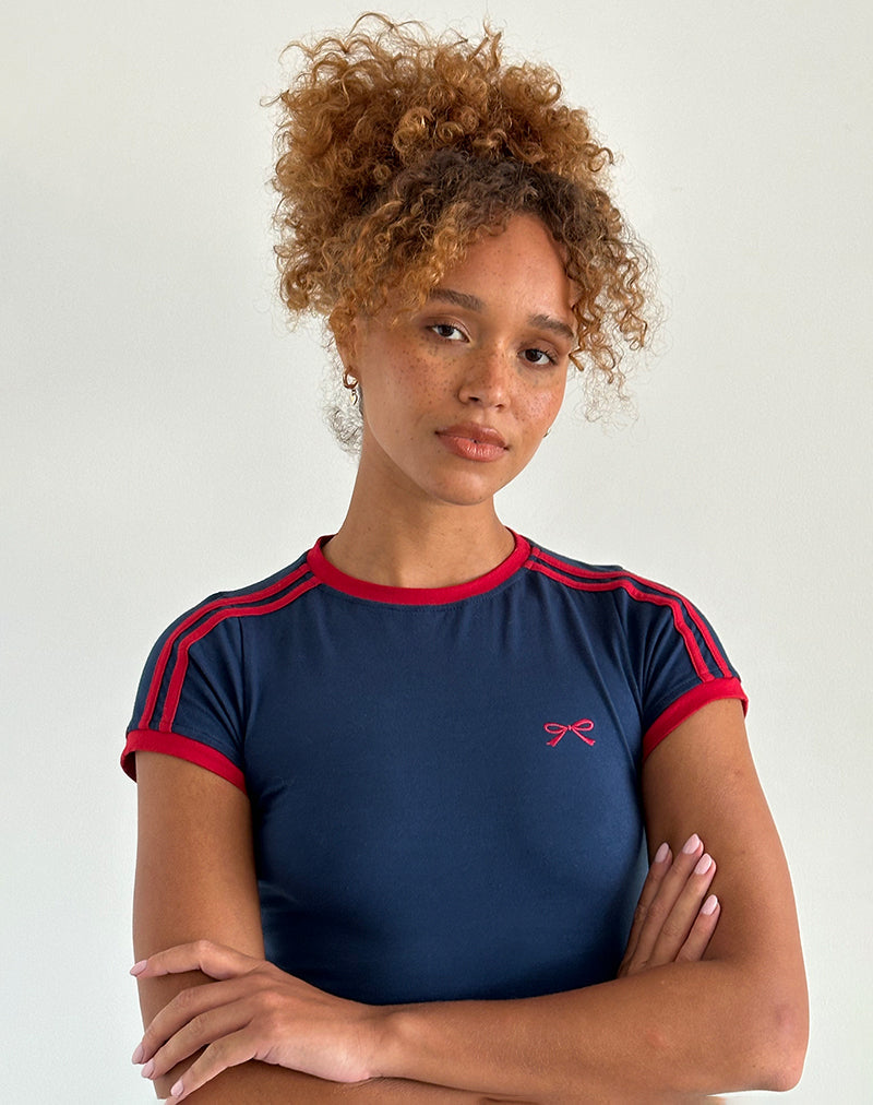 Immagine di Salda Top in Navy con logo e bordino rosso Adrenaline