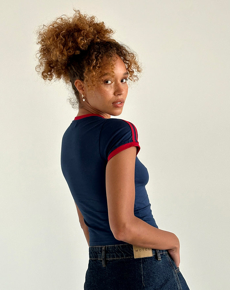 Immagine di Salda Top in Navy con logo e bordino rosso Adrenaline