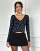 Immagine di Salisa Top in navy con design a mini fiocco