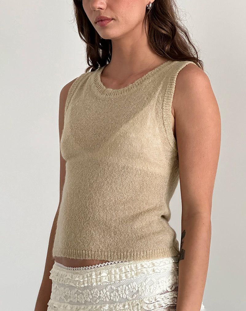 Canotta Salisha in maglia naturale trasparente