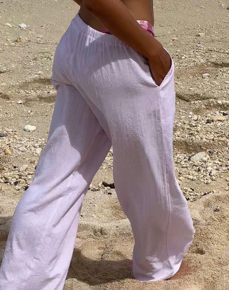 Immagine del pantalone Samir in cotone a righe rosa
