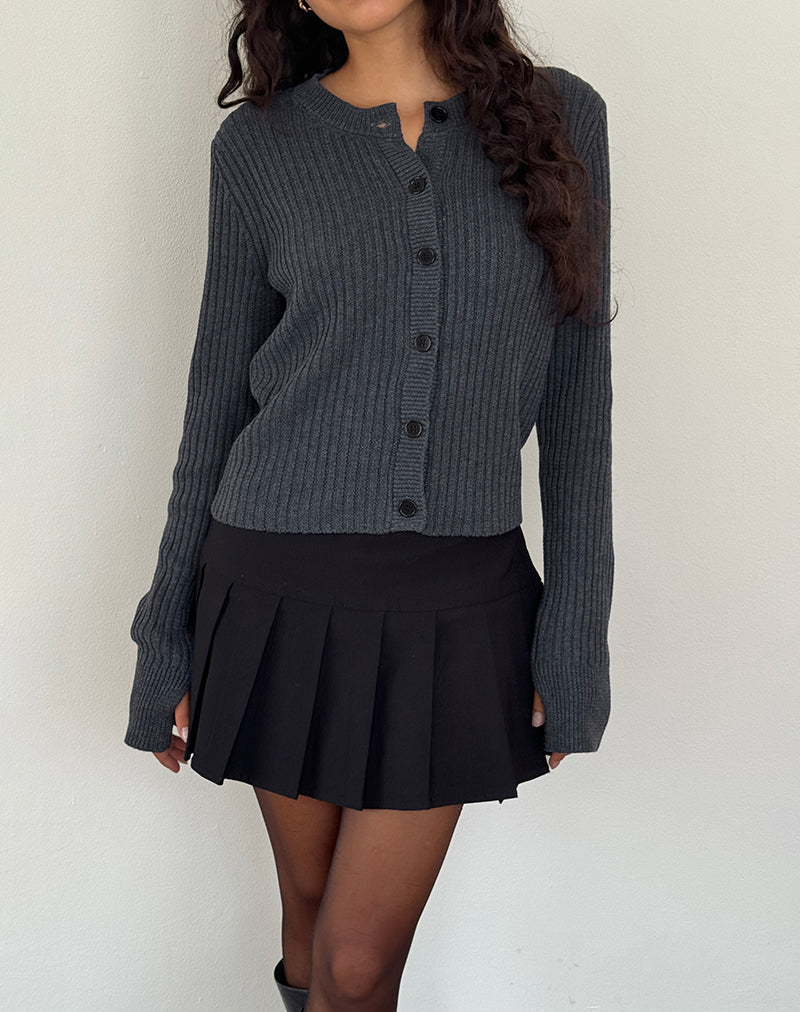 Samaya - Cardigan in maglia color carbone scuro