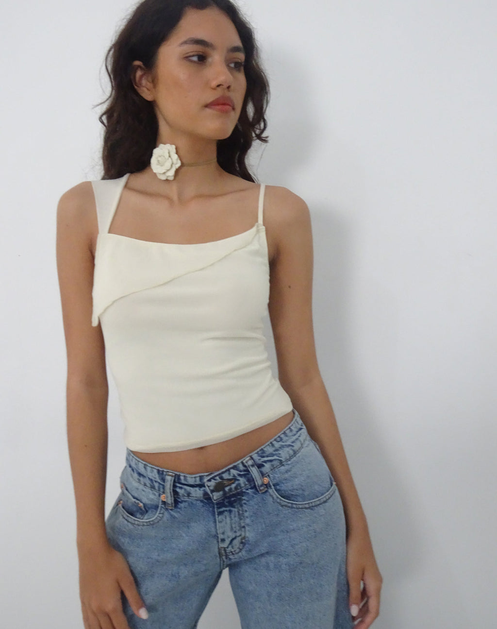 Top Sambu in maglia avorio