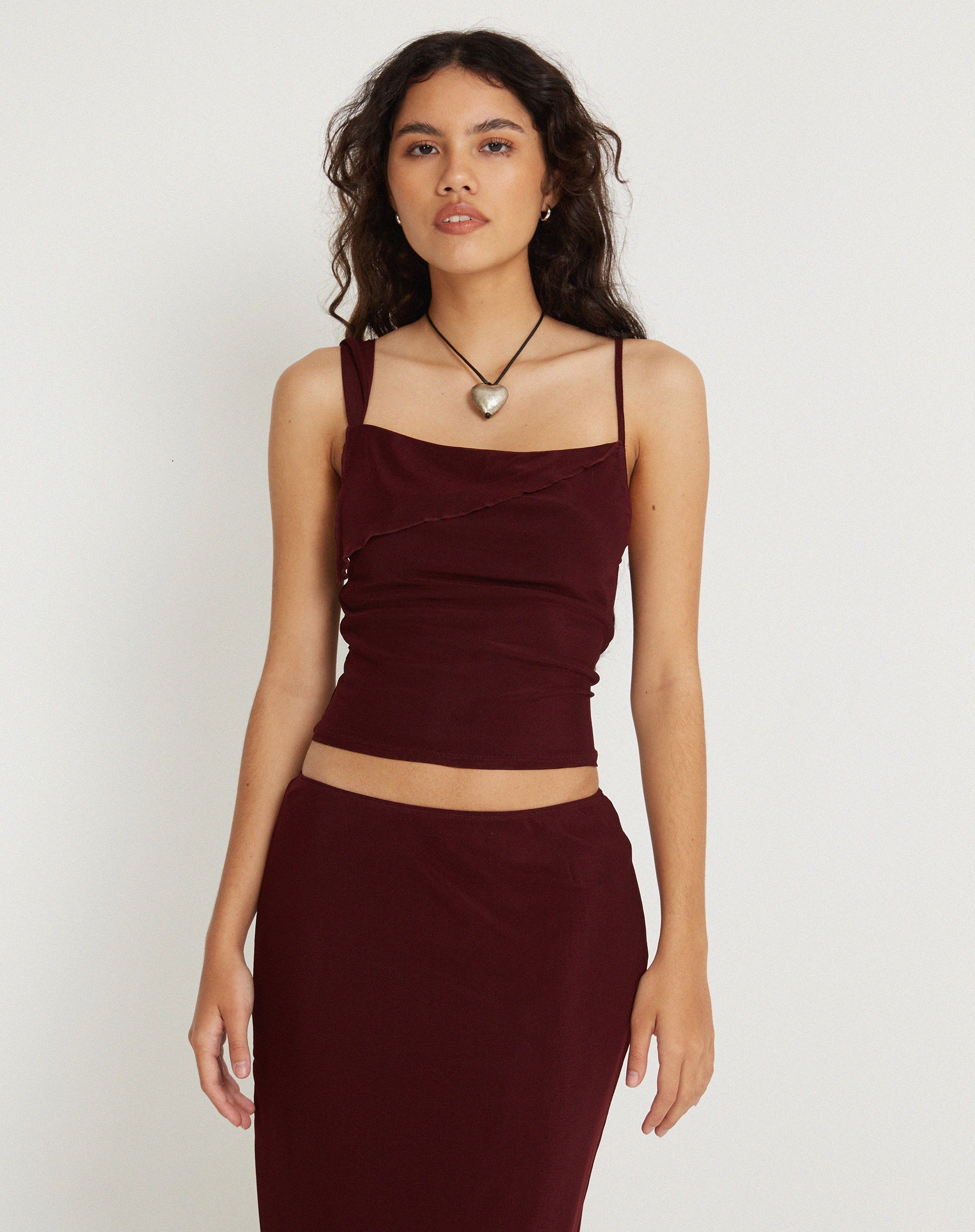 Immagine di Sambu Crop Top in maglia Borgogna
